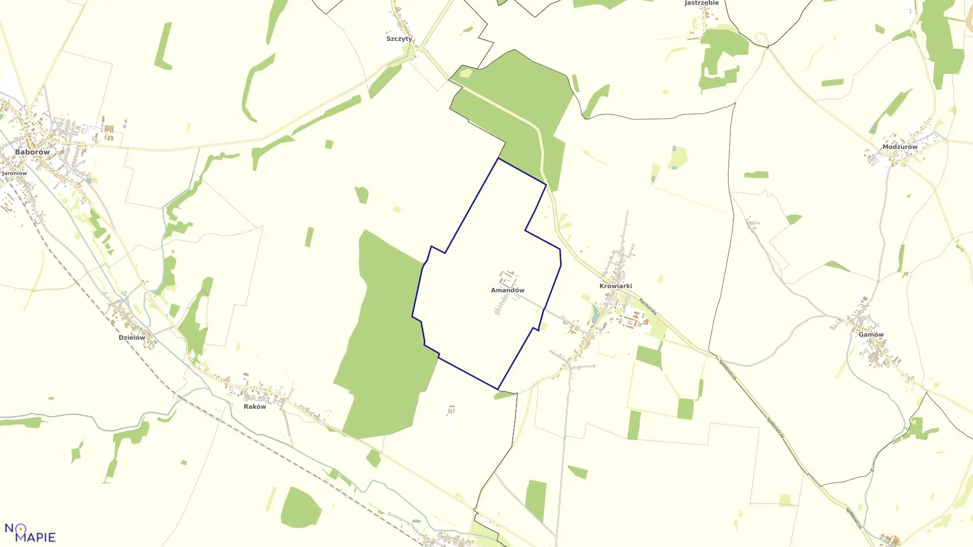 Mapa obrębu AMANDÓW w gminie Pietrowice Wielkie