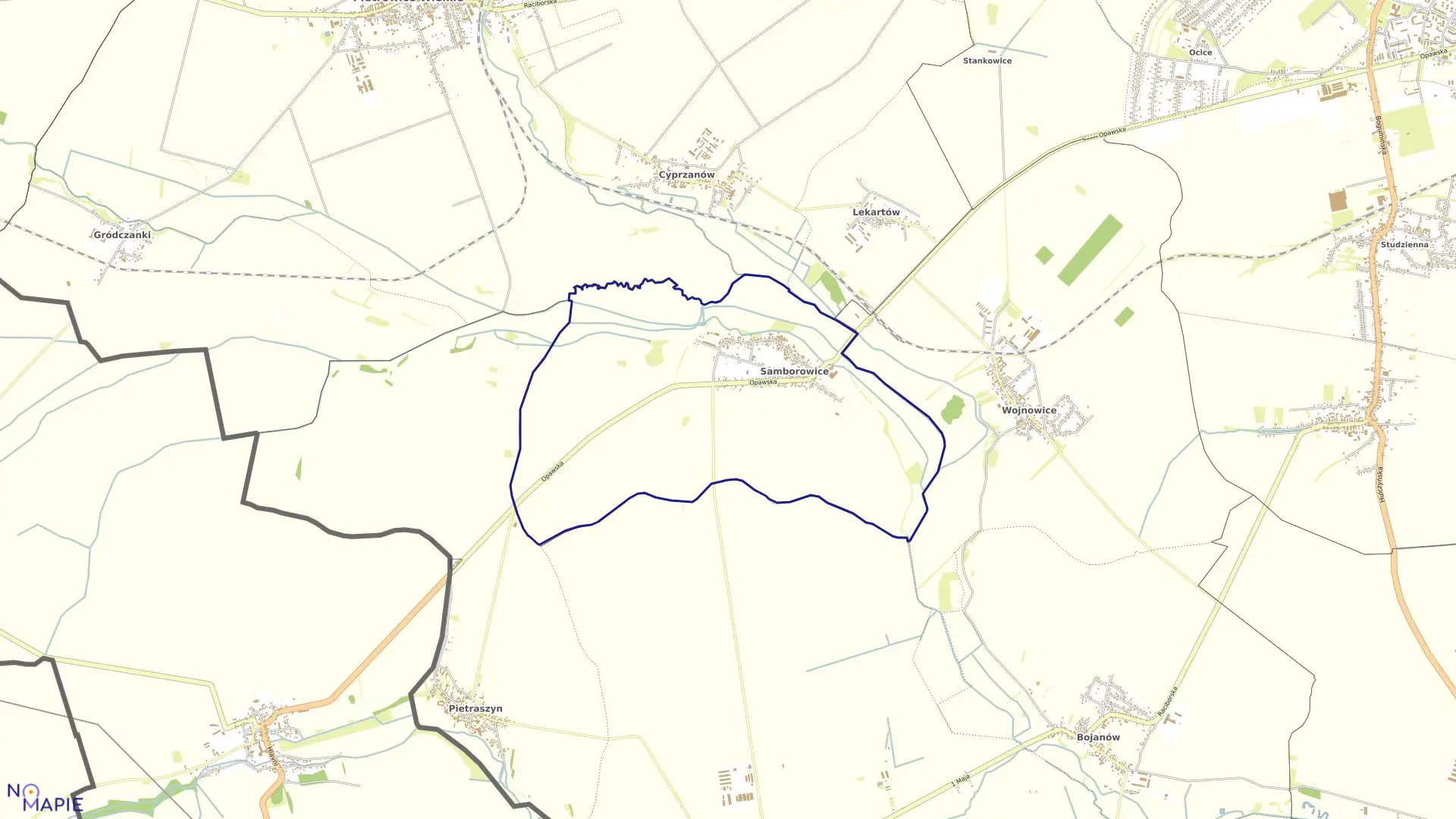Mapa obrębu SAMBOROWICE w gminie Pietrowice Wielkie